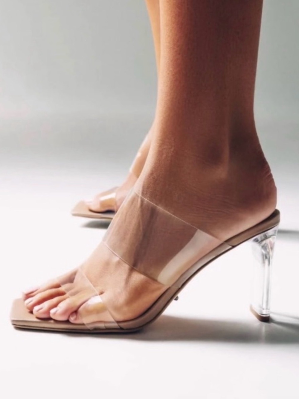 Tony Bianco Chicago Heeled Sandal Slip on Mule Clear Vinyl Straps